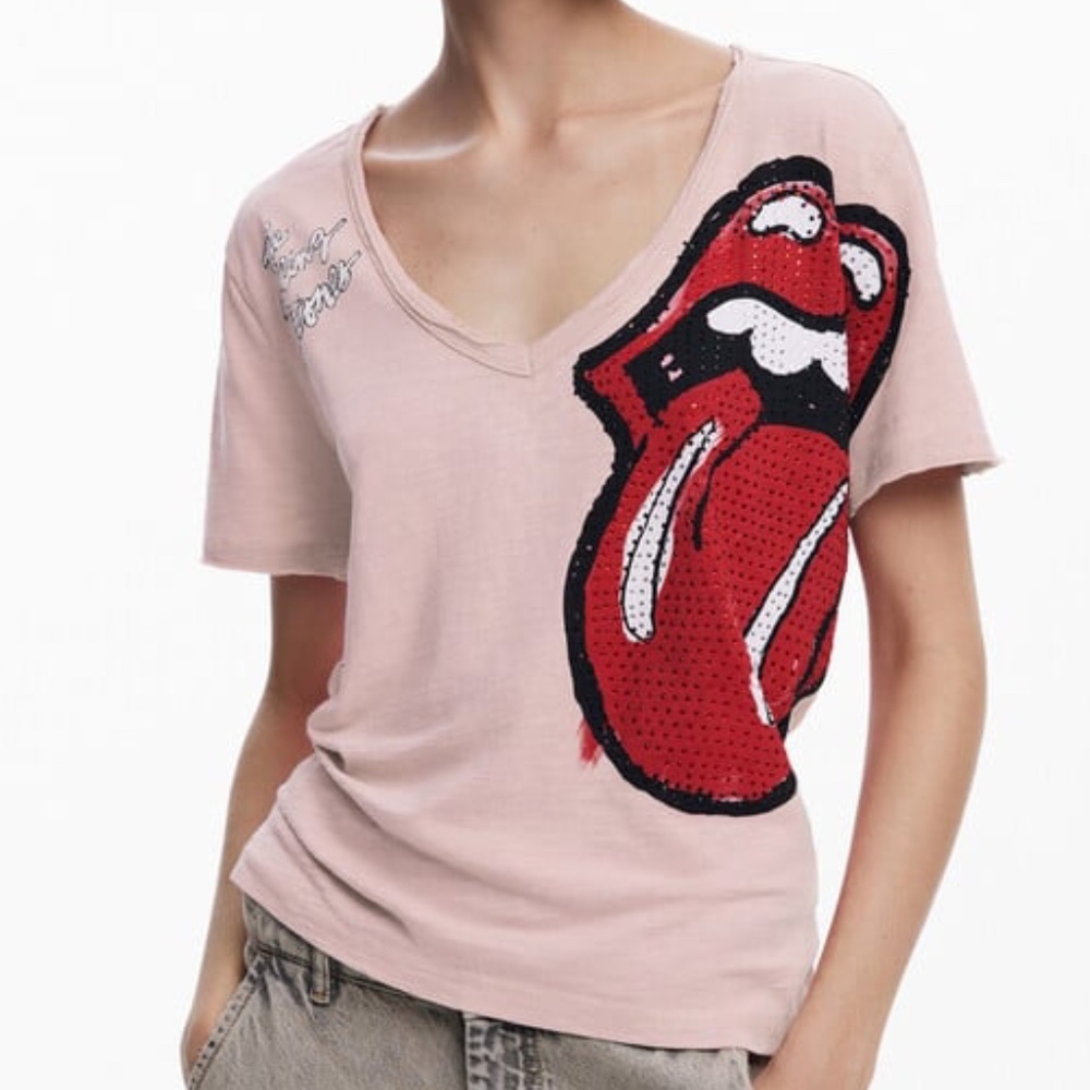 DESIGUAL RHINESTONE THE ROLLING STONES T-SHIRT